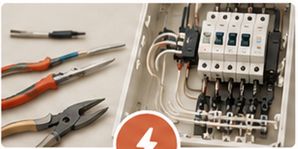 分電盤や工具を使用した電気工事